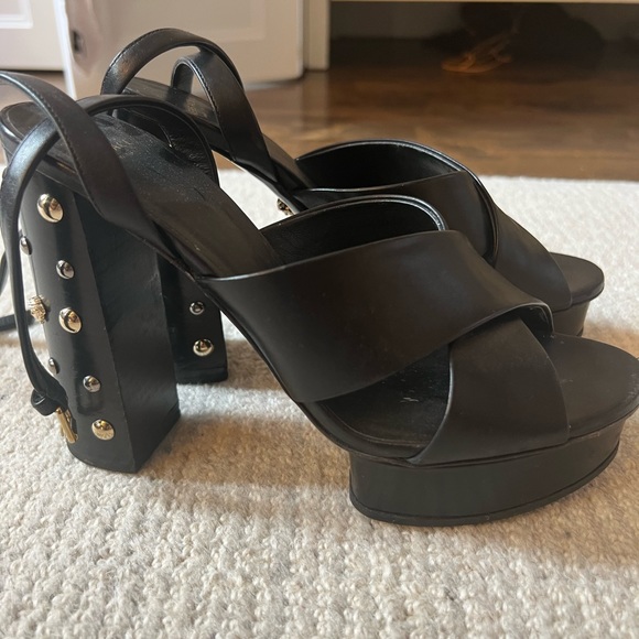 Versace platform sandals with gold Studs on heels - Picture 2 of 6